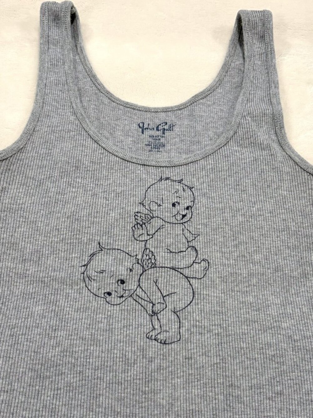 Brandy Melville John Gault 100% cotton gray cropped baby tank, OS